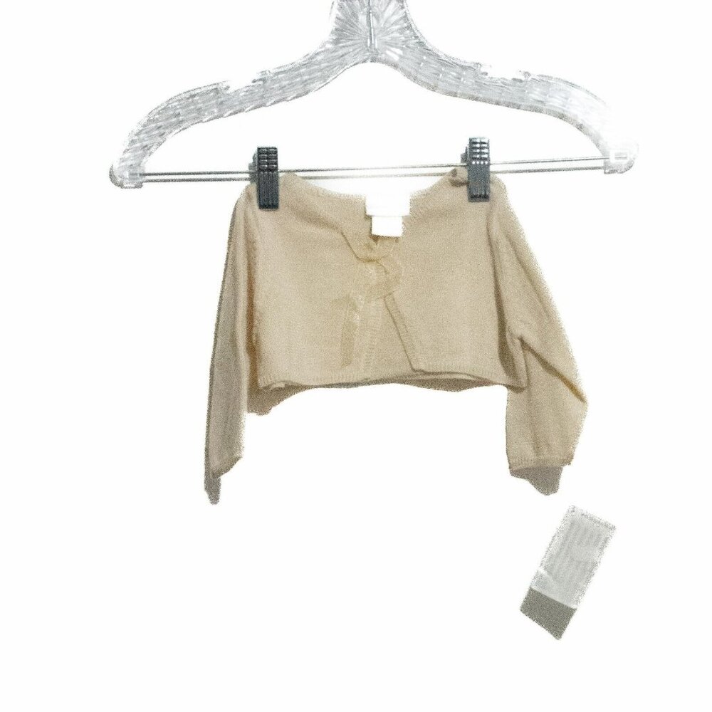 Lullaby Club Baby Girls Beige Knit Sweater Cardigan Solid Long Sleeve Size 6M